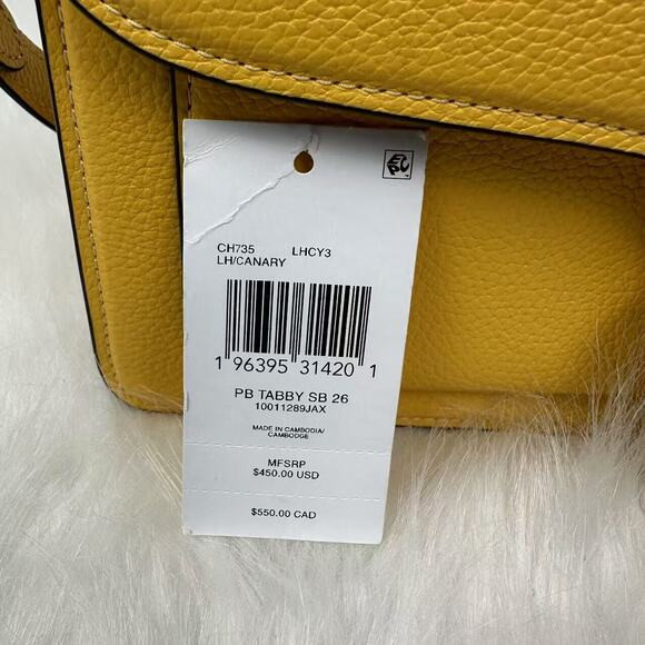 Coach Tabby Shoulder 26 3way Crossbody Clutch In Canary Leather CH735 NWT - Picture 7 of 16